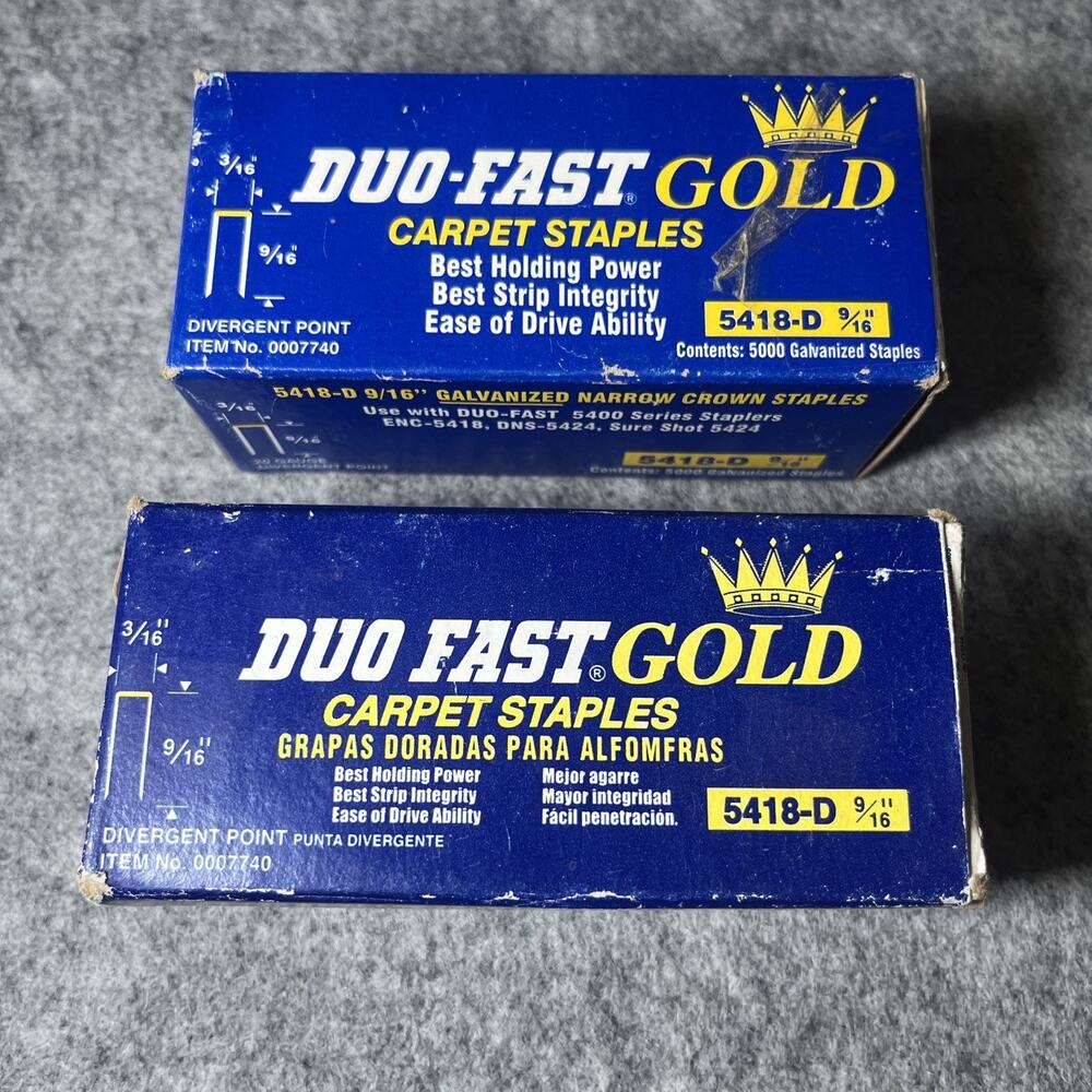 Duo-Fast 5418D 9/16" x 20 Gauge 3/16" Gold Staple 2 Boxes Incomplete ~9000ct